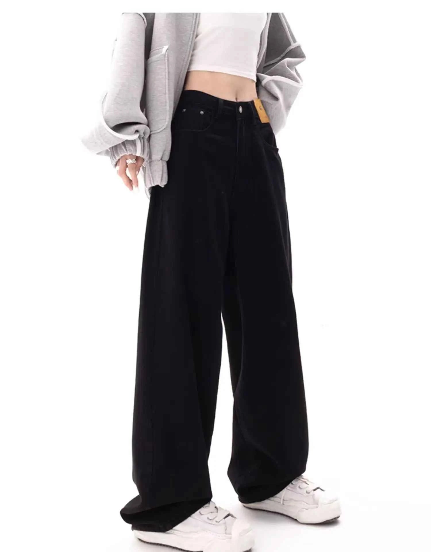 Black Baggy Jeans Women Y2K Harajuku Hippie Korean Oversize Wide Leg Denim Pants Female Casual Kpop Streetwear Trousers