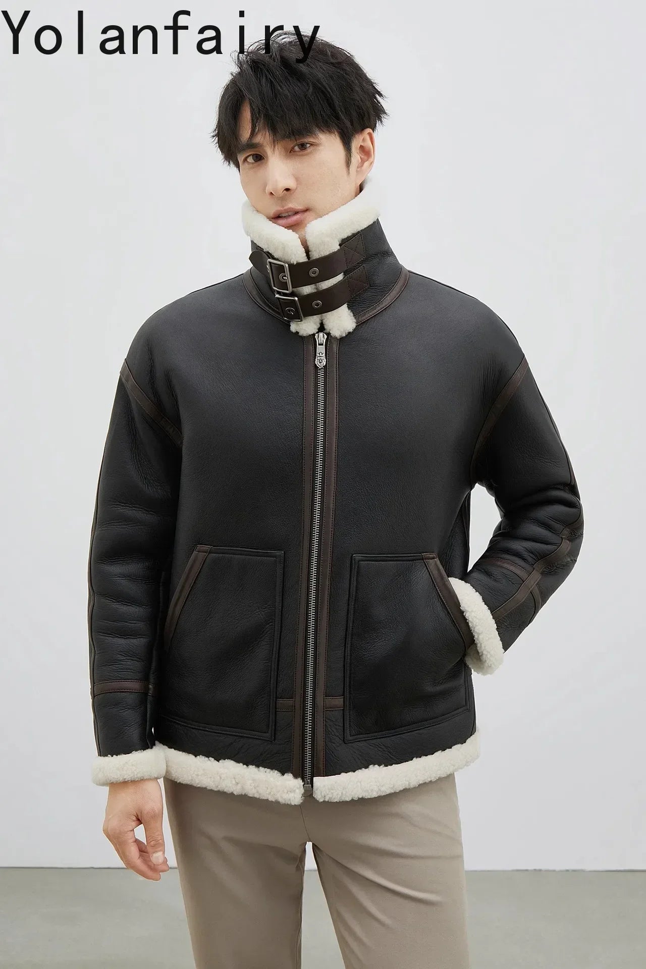 YOLANFAIRY Real Sheepskin Fur Men Jacket Natural Fur Coats Man Luxury Clothing Winter Jacket Black Fur Coat Куртка Мужская 2024 - GONZALES ONLINE SHOP