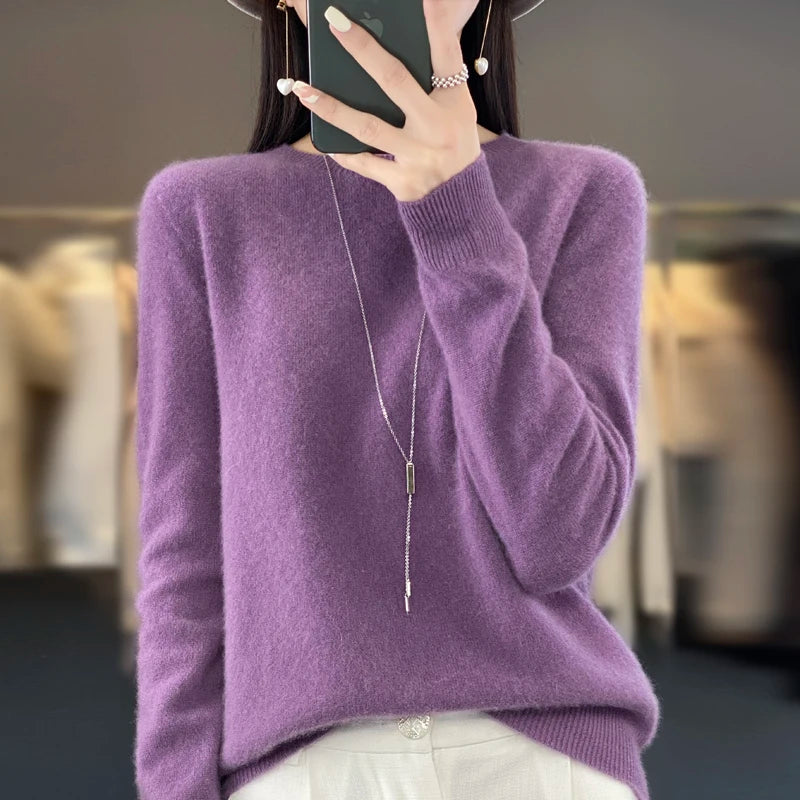 New cashmere sweater women's sweater in autumn and winter 100% merino wool fashion O-neck autumn warm pullover top GONZALES ONLINE SHOP