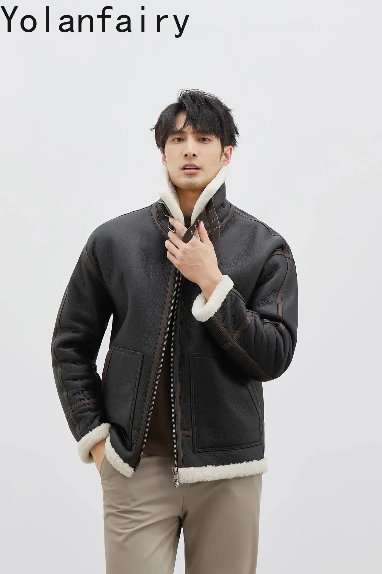 YOLANFAIRY Real Sheepskin Fur Men Jacket Natural Fur Coats Man Luxury Clothing Winter Jacket Black Fur Coat Куртка Мужская 2024 - GONZALES ONLINE SHOP