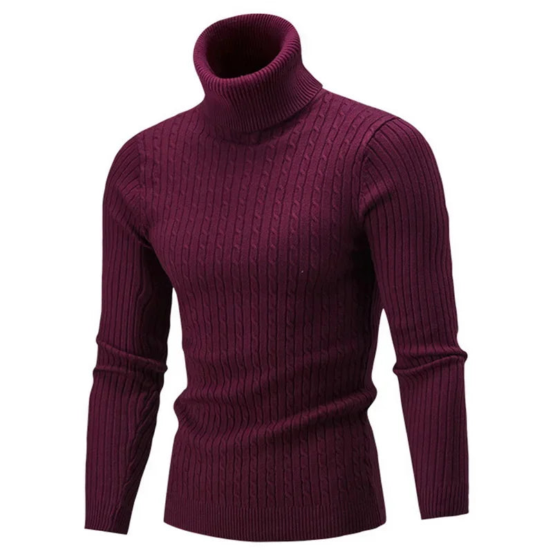 Autumn Winter Men's Turtleneck Sweater - Warm Retro Knitted Pullover Long Sleeve Sweater - GONZALES ONLINE SHOP