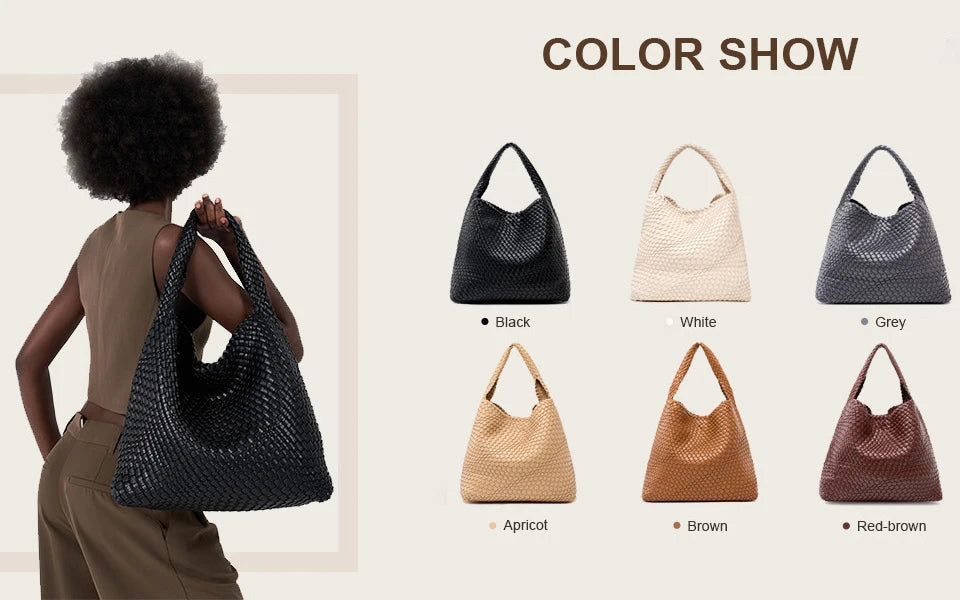 Woven Tote Bag for Women Large Woven Handbag Soft Leather Shoulder Bag Work Shopper Summer Beach Travel Tote Bag with Purse GONZALES ONLINE SHOP