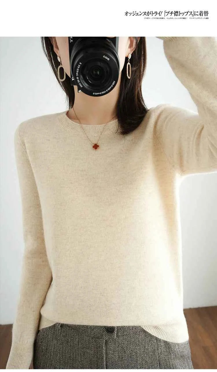 Autumn And Winter Cashmere Sweater Women's Crew Neck Pullover Casual Knitted Top Women's Short Undercoat Fashion 18 Colors