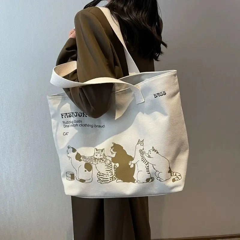 Women's Fashionable Canvas Tote Bag Spacious Durable Shoulder Bag with Zipper Closure Classic Design for Work GONZALES ONLINE SHOP