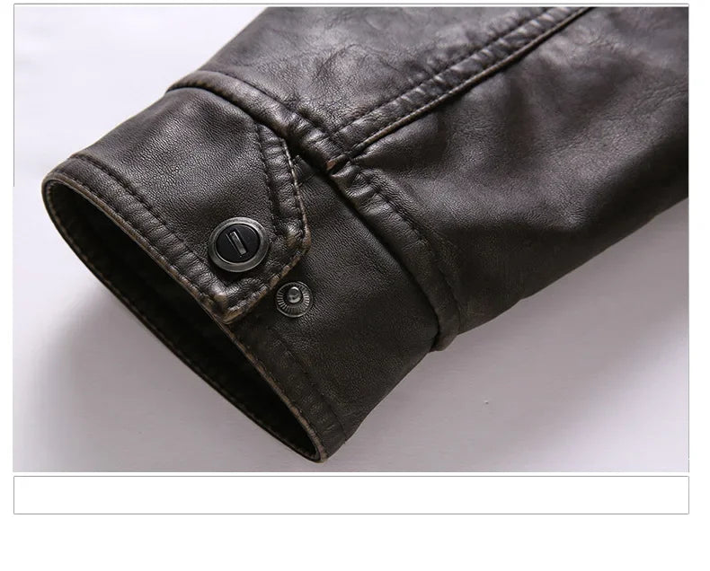 MaiDangDi Winter Men's Washed Leather Jacket European and American Casual Thickened Men's Coat Men's Thick Leather Jacket - GONZALES ONLINE SHOP