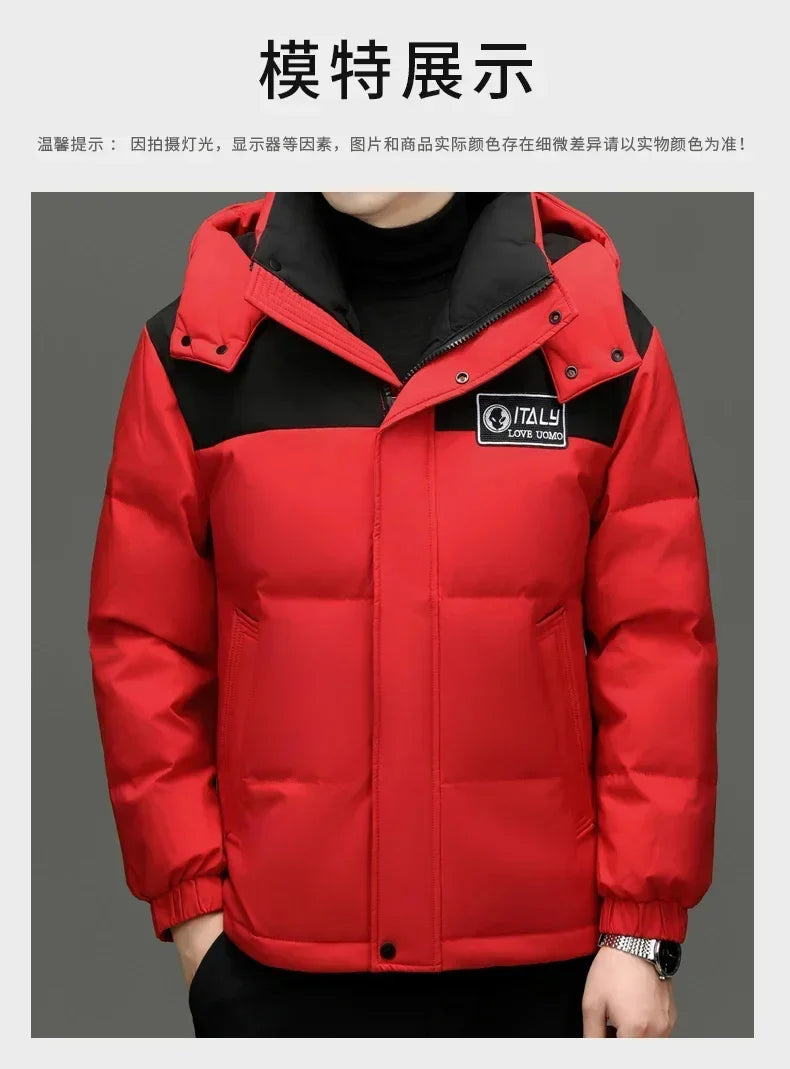 Winter New Down Jacket Men's Thick Warm White Duck Casual Coat Hooded Cold-proof Jack Clothing - GONZALES ONLINE SHOP