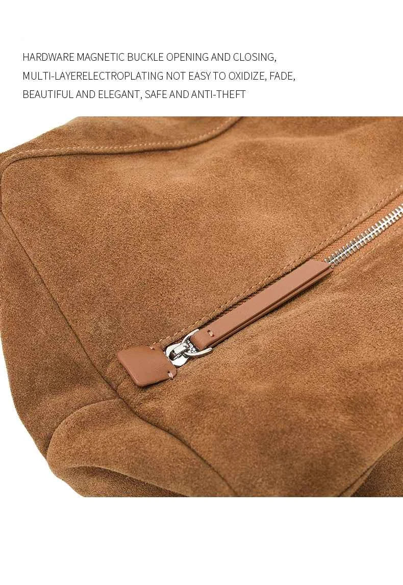 Women's Natural Nuede Genuine Leather Handbags Ladies large capacity Tote Bag Female Design Luxury Commuting Yoga Bag hobo bag