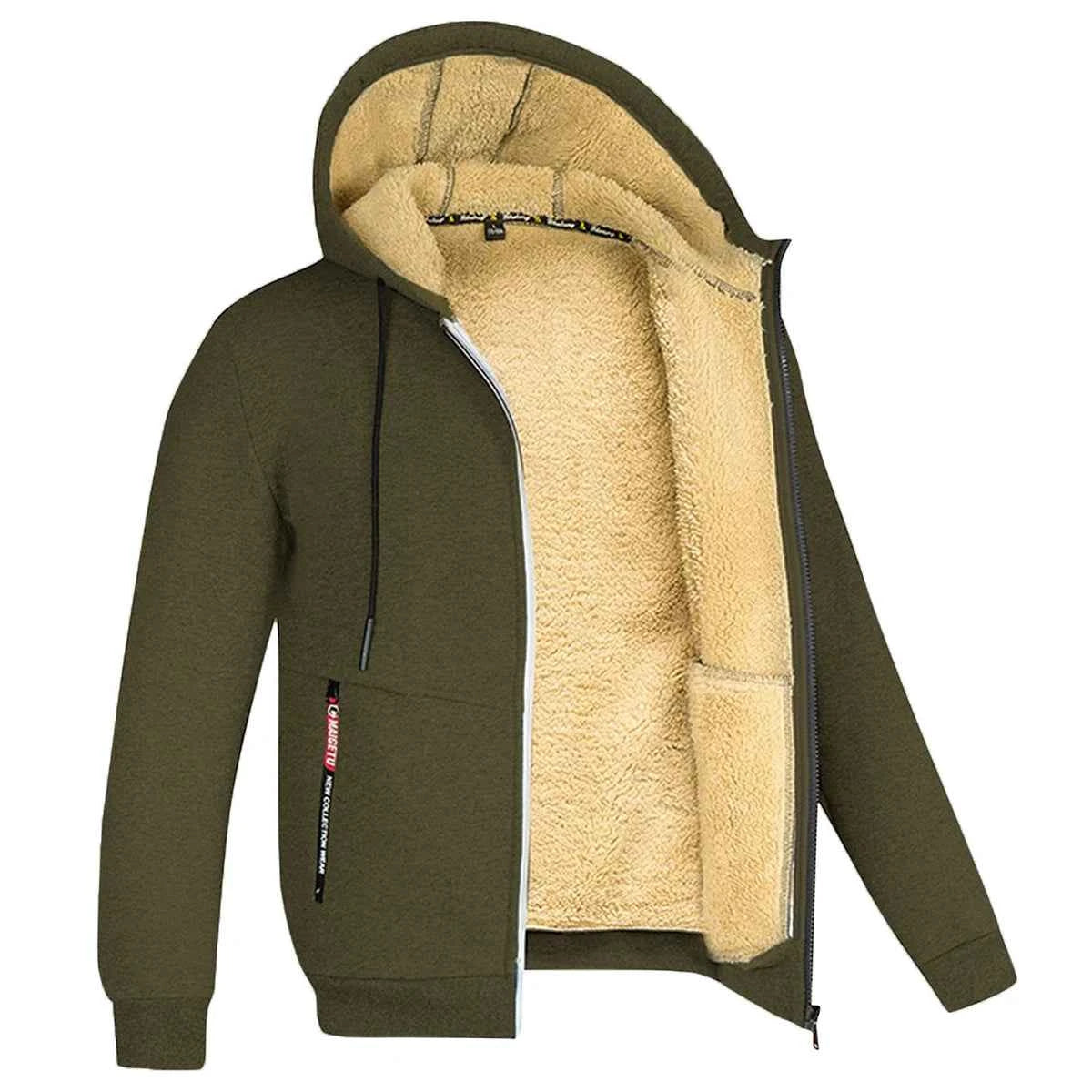 Men's Jacket Winter Camouflage Fleece Thicken Hooded Jackets Male Long Sleeve Coat Casual Zip Up Hoodies Streetwear Men's Coats