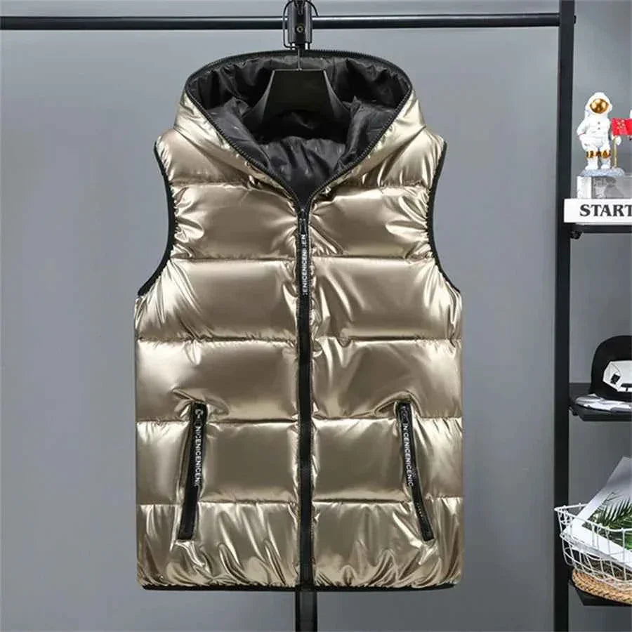Men's Waterproof Winter Vest - Glossy Hooded Design, Warm and Waterproof - GONZALES ONLINE SHOP