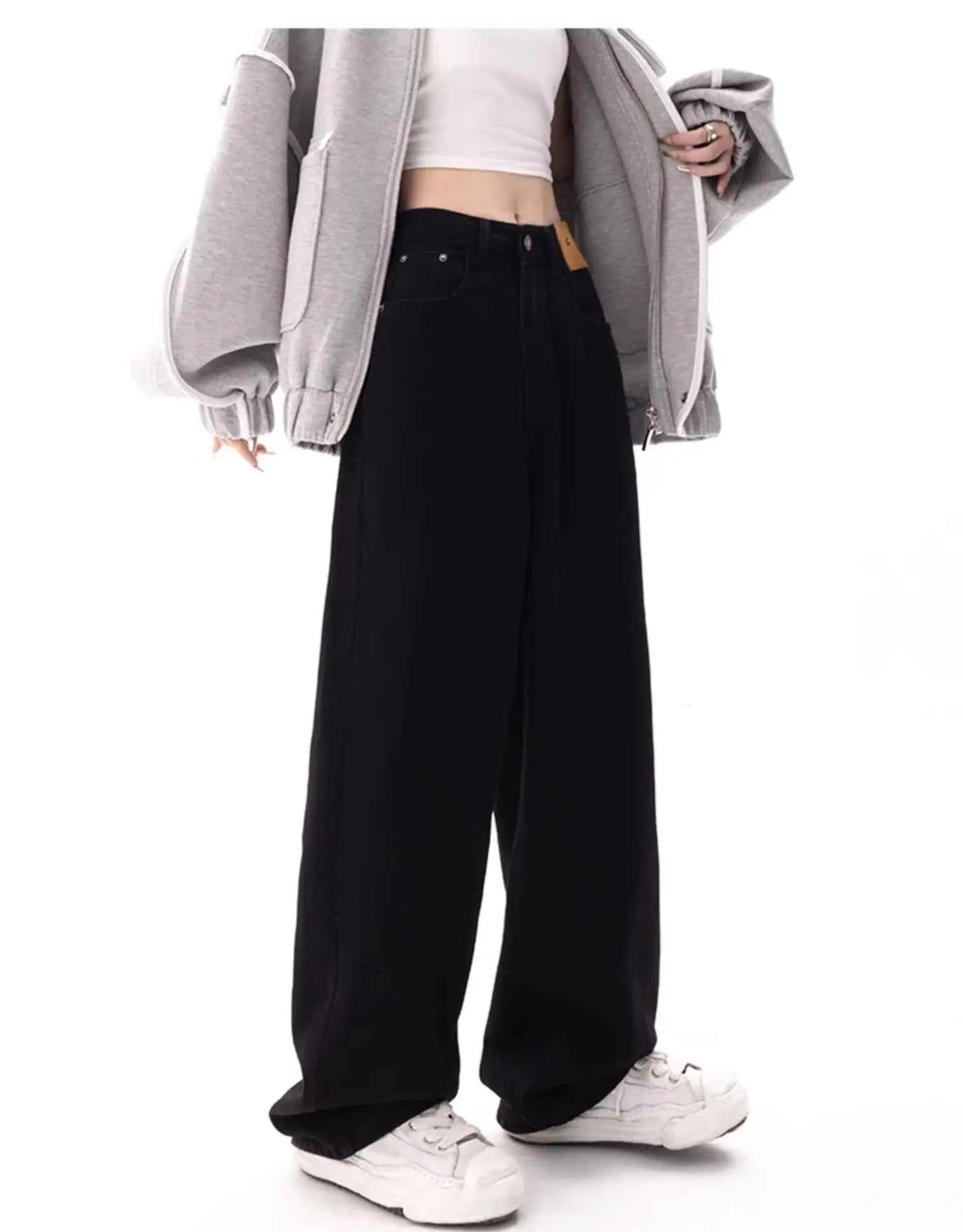 Black Baggy Jeans Women Y2K Harajuku Hippie Korean Oversize Wide Leg Denim Pants Female Casual Kpop Streetwear Trousers