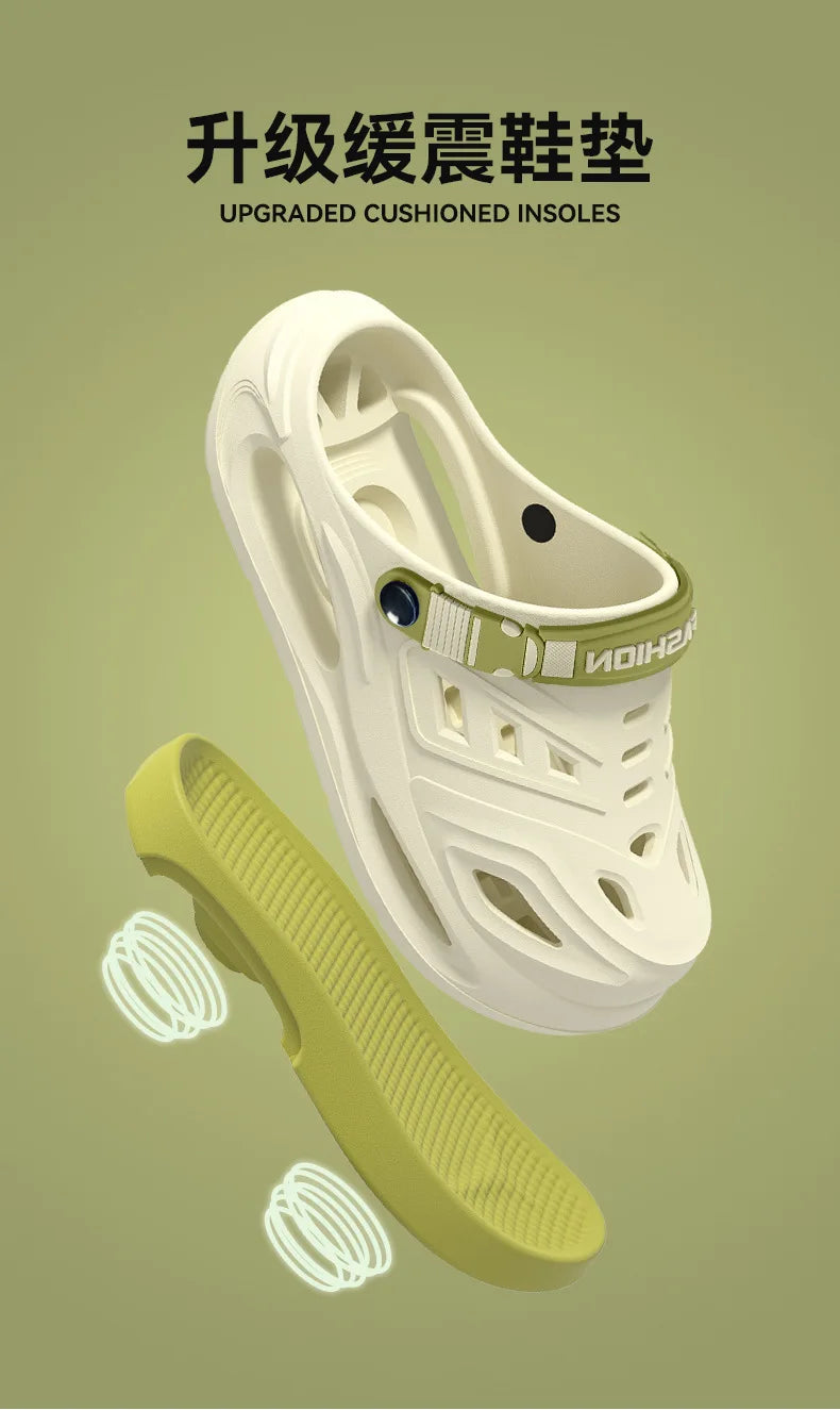 Arch support, anti slip, soft sole, wear-resistant cool slippers for wearing, thick sole breathable odor proof summer hole shoes GONZALES ONLINE SHOP