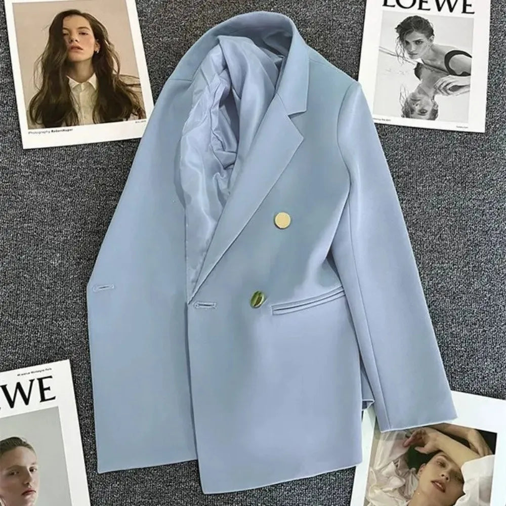 Women Suit Blazer Elegant Coat 2025 Spring Autumn Fashion Korean Blazer Luxury Double Breasted Jacket Solid Ladies Tops Clothes GONZALES ONLINE SHOP