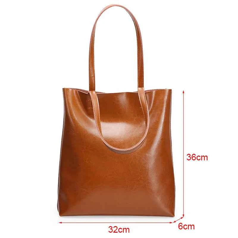 Cow Leather Bag Ladies Genuine Leather Handbags Big Women Bag Large Vintage Female 2023 Office Hand Shoulder Bags For Women Tote