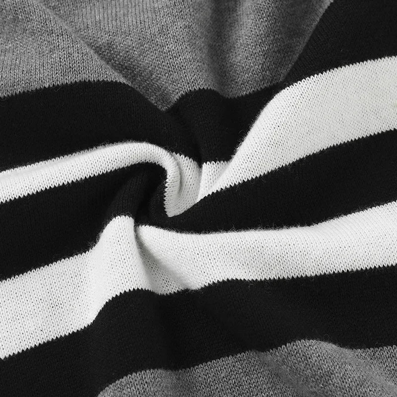 Men's Striped Cotton Sweater Pullover O Neck Knitwear Autumn Jumpers Plus Size 3XL 4XL - GONZALES ONLINE SHOP