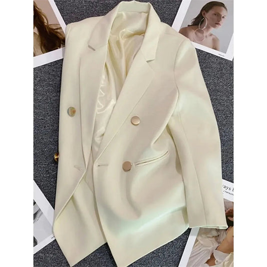 Women Suit Blazer Elegant Coat 2025 Spring Autumn Fashion Korean Blazer Luxury Double Breasted Jacket Solid Ladies Tops Clothes GONZALES ONLINE SHOP