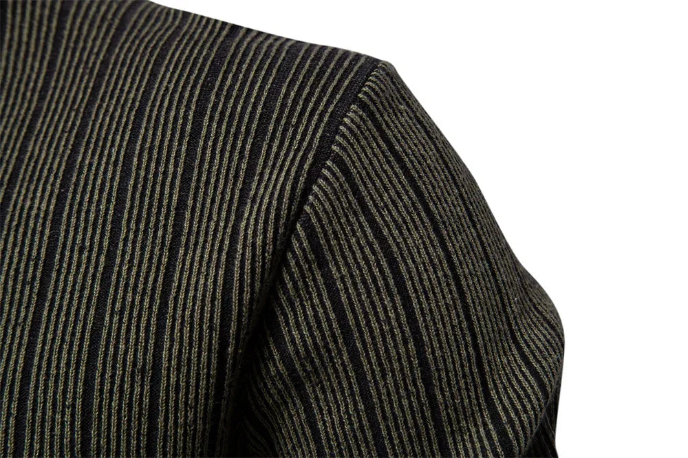 AIOPESON Mens Mock Neck Pullover Sweater - New Design Cotton Stripped Sweater for Autumn Winter Warmth - GONZALES ONLINE SHOP