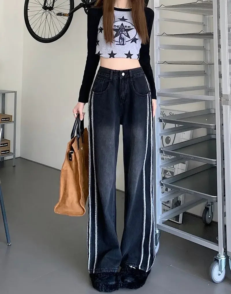 High Waist Shot Trousers Straight Leg Black Pants for Women Cool Fitted Unique 2025 Womens Jeans Korean Style Emo Hippie Cheap R GONZALES ONLINE SHOP