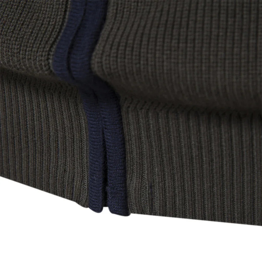 2023 New Autumn Winter Patchwork Sweater for Men - High Quality Zipper Cardigans in Cotton - GONZALES ONLINE SHOP