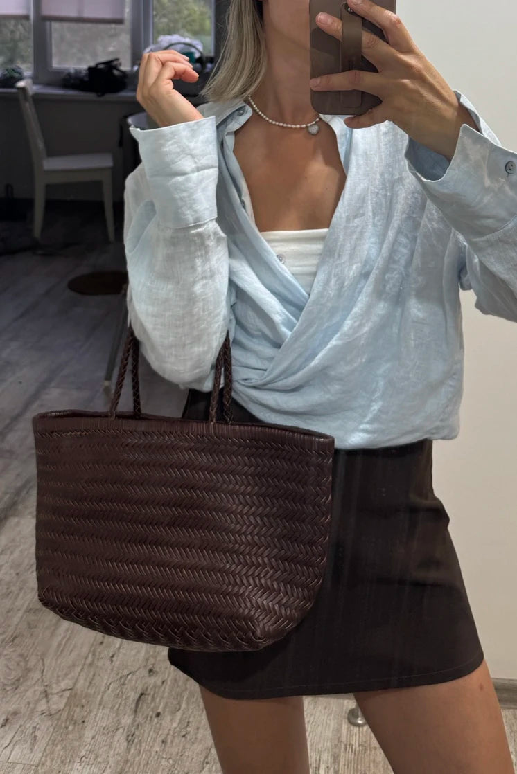 Handbags Women's Genuine Leather Shoulder Bag Weaving Casual Shopping Bag Vintage Big Tote Purse Cowhide Cross Hand Bags Lady GONZALES ONLINE SHOP