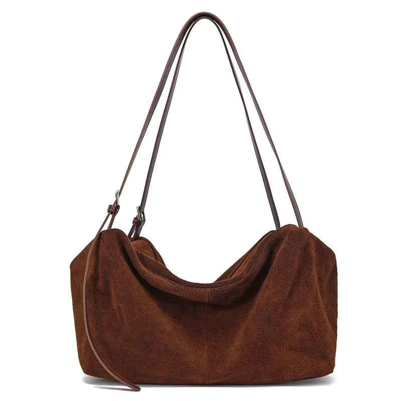 Women's Natural Nuede Genuine Leather Handbags Ladies large capacity Tote Bag Female Design Luxury Commuting Yoga Bag hobo bag