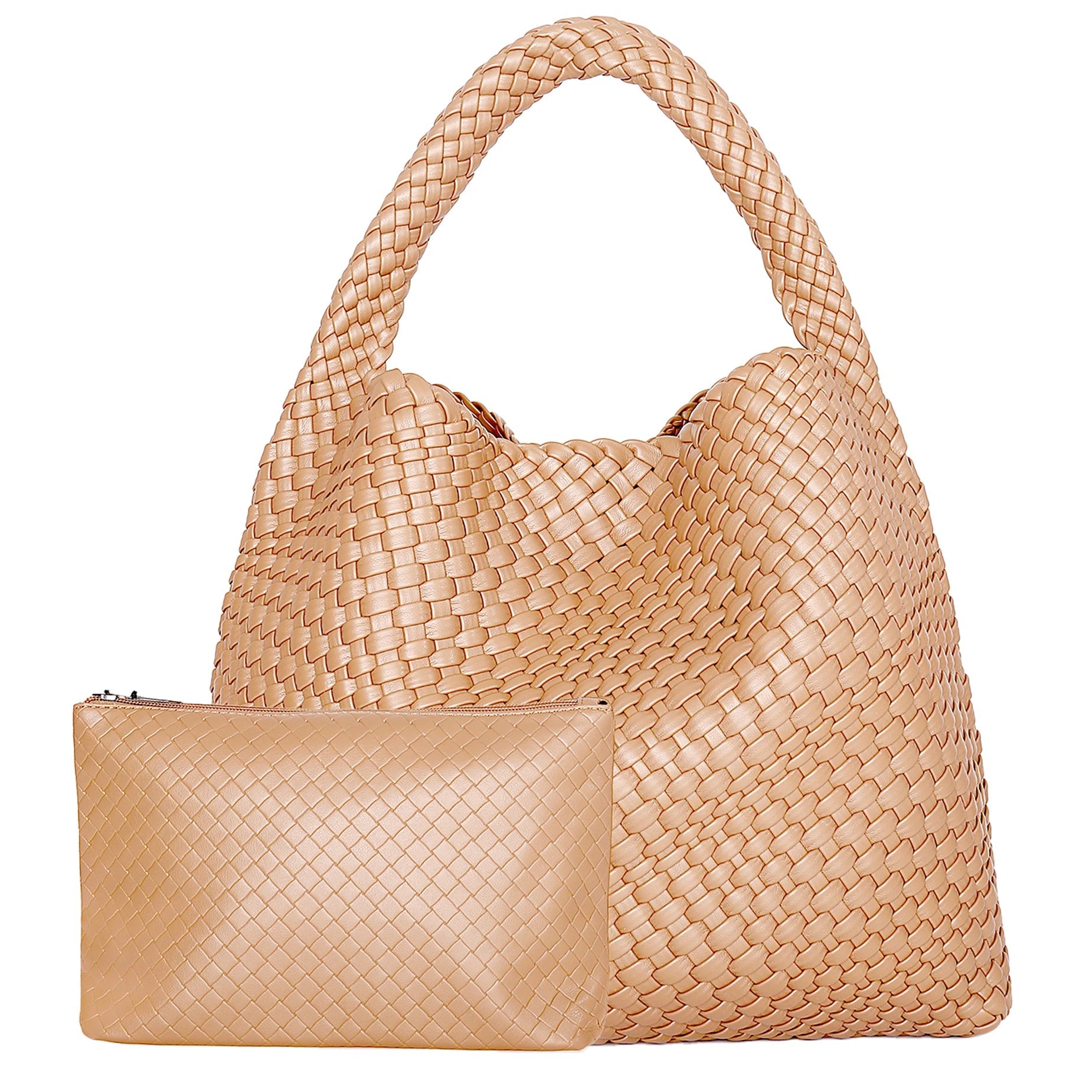 Woven Tote Bag for Women Large Woven Handbag Soft Leather Shoulder Bag Work Shopper Summer Beach Travel Tote Bag with Purse GONZALES ONLINE SHOP
