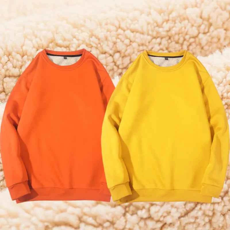 Lamb Velvet Hoodie Men's Thickened Fleece round Neck Casual Versatile Teenage Warm Top Lamb Velvet Jacket Winter Fashion