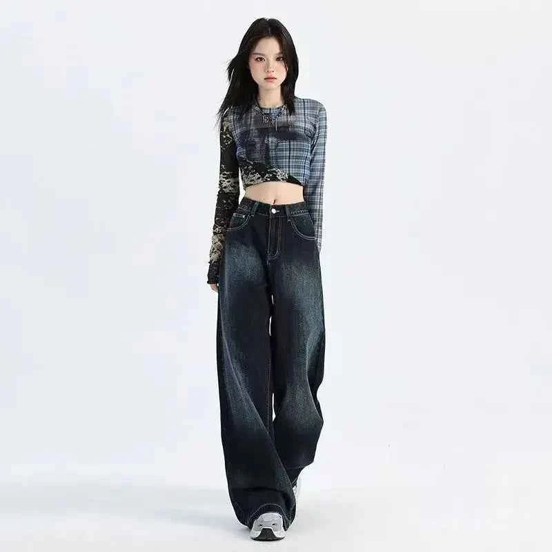 Vintage Baggy High Waist Jeans Women Y2K Wide Leg Oversized Harajuku Popular Fashion Autumn Streetwear Men Jeans Pants
