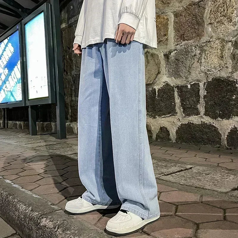 Men's Jeans Korean Version Student Casual Pants High Street Straight Loose Wide Leg Jeans Black Grey Blue Baggy Jeans GONZALES ONLINE SHOP