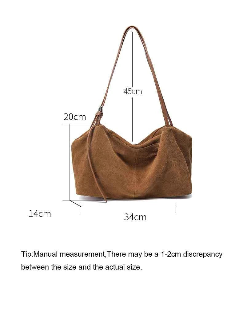 Women's Natural Nuede Genuine Leather Handbags Ladies large capacity Tote Bag Female Design Luxury Commuting Yoga Bag hobo bag