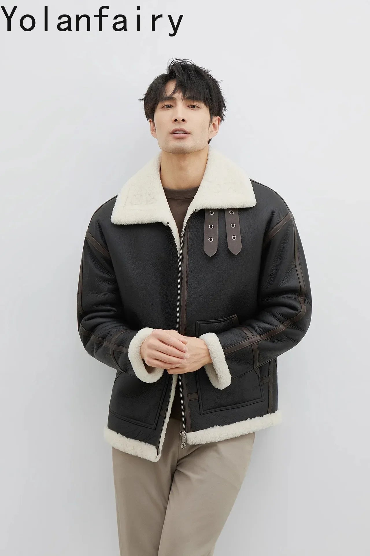 YOLANFAIRY Real Sheepskin Fur Men Jacket Natural Fur Coats Man Luxury Clothing Winter Jacket Black Fur Coat Куртка Мужская 2024 - GONZALES ONLINE SHOP