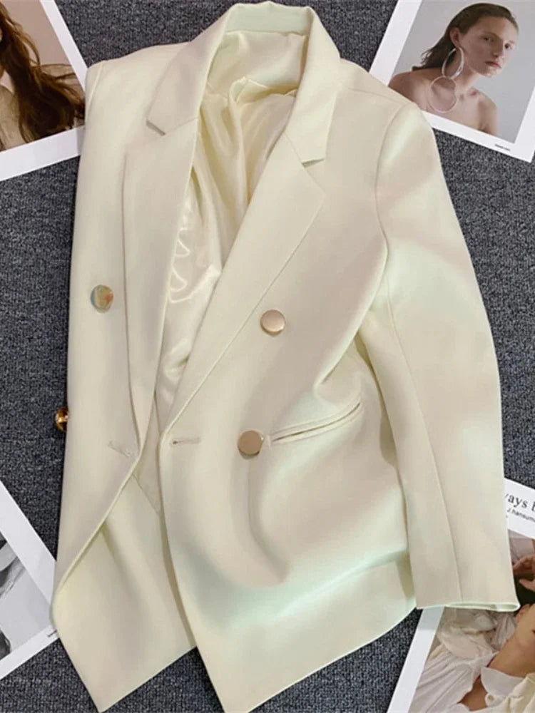 Women Suit Blazer Elegant Coat 2025 Spring Autumn Fashion Korean Blazer Luxury Double Breasted Jacket Solid Ladies Tops Clothes GONZALES ONLINE SHOP