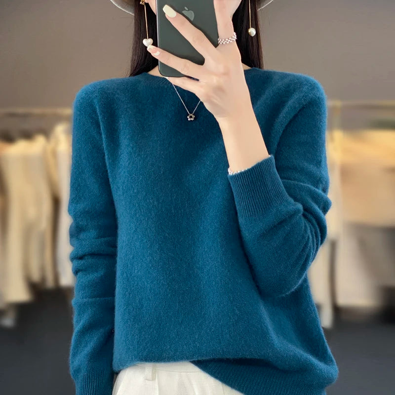 New cashmere sweater women's sweater in autumn and winter 100% merino wool fashion O-neck autumn warm pullover top GONZALES ONLINE SHOP