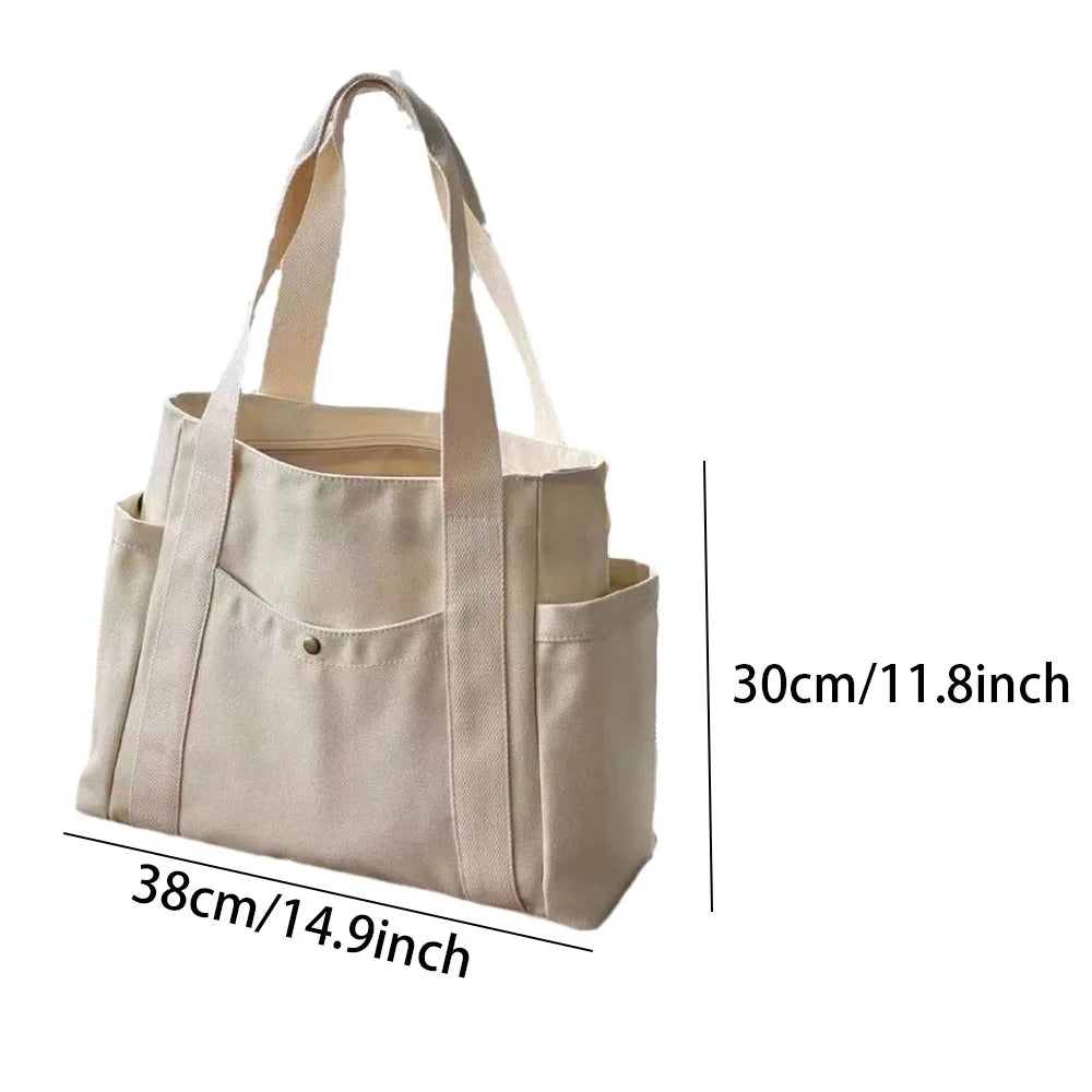 Large Capacity Canvas Tote Bags for Work Commuting Carrying Bag College Style Student Outfit Book Shoulder Bag Shopping Bag GONZALES ONLINE SHOP