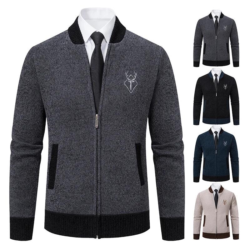 Sweater Cardigan Knitted Men's Clothing Korean Style Long Sleeve Fleece Warm Overcoat Baseball Jumper New Wool Sweatercoat GONZALES ONLINE SHOP