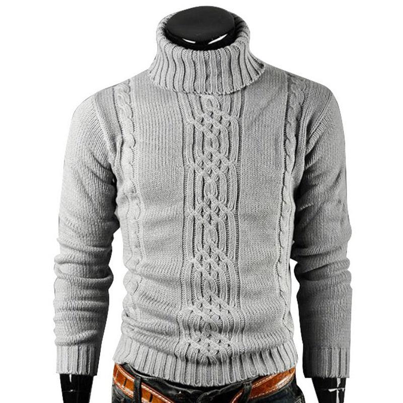 Autumn Winter Men's Turtleneck Sweater - Warm Retro Knitted Pullover Long Sleeve Sweater - GONZALES ONLINE SHOP
