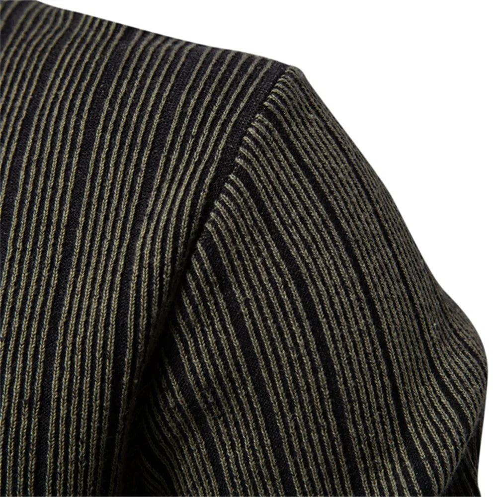 AIOPESON Mens Mock Neck Pullover Sweater - New Design Cotton Stripped Sweater for Autumn Winter Warmth - GONZALES ONLINE SHOP
