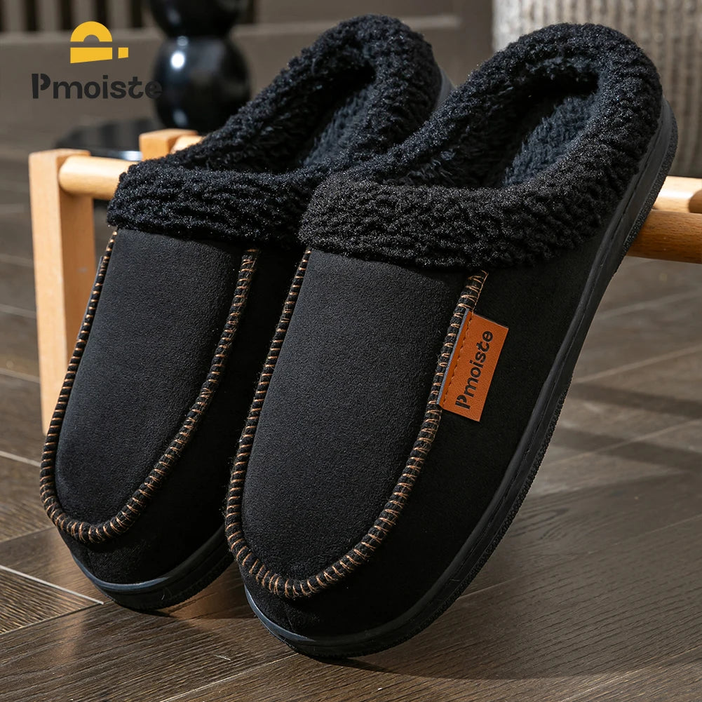 House Suede Slippers for Men TPR Sole Non Slip Durable Soft Warm Memory Foam Cushion Comfortable Living Room Shoes GONZALES ONLINE SHOP