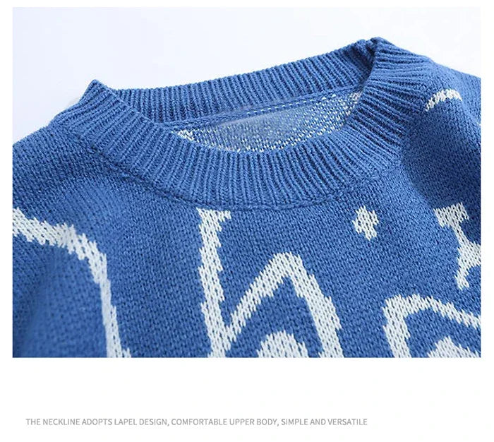 Y2k Vintage Sweater Men 2023 Winter Cartoon Loose Knitted Sweater Japanese Harajuku Hip Hop Streetwear Women Knitwear Pullovers GONZALES ONLINE SHOP
