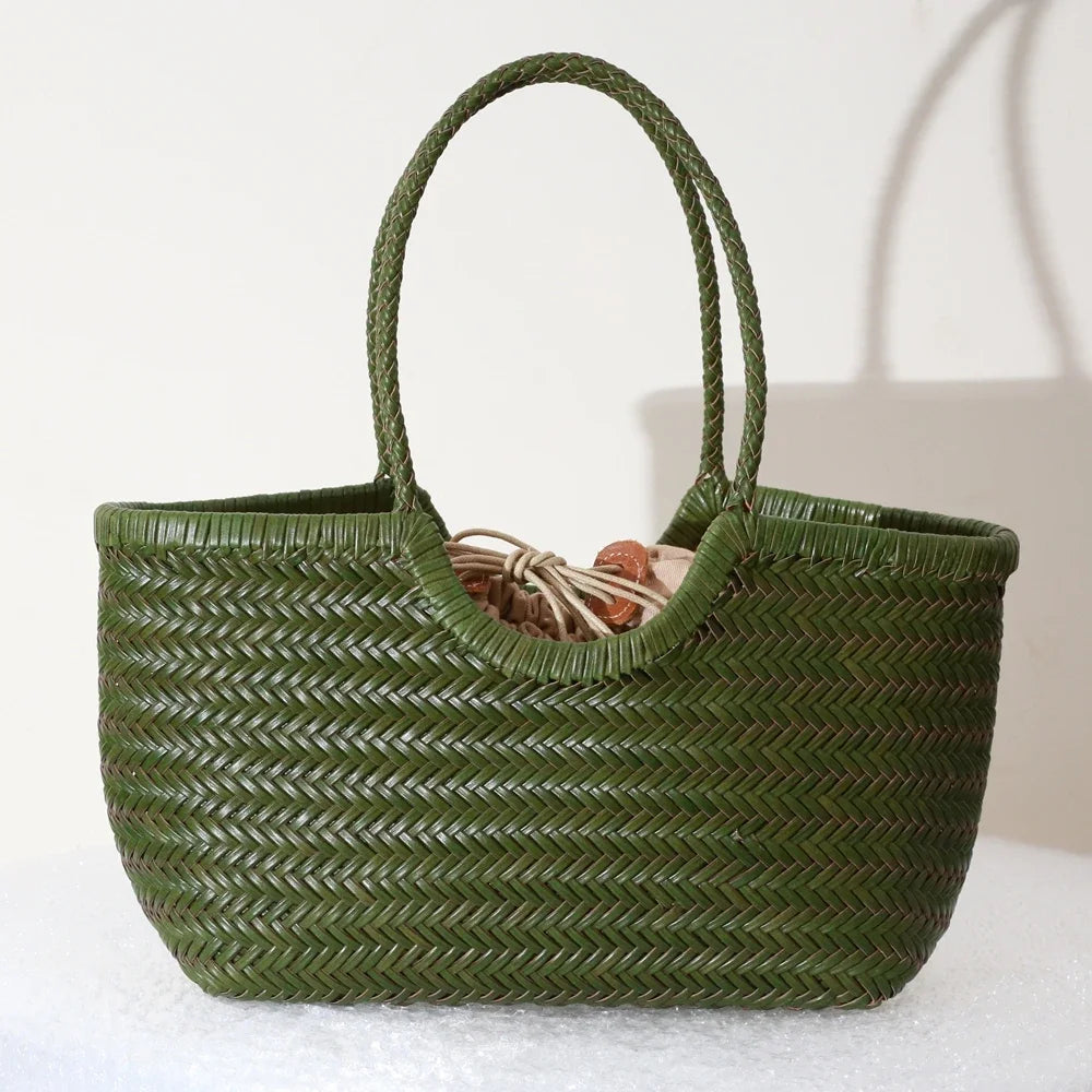 Handbags Women's Genuine Leather Shoulder Bag Weaving Casual Shopping Bag Vintage Big Tote Purse Cowhide Cross Hand Bags Lady GONZALES ONLINE SHOP
