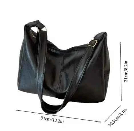 PU Leather Commuter Fashion Vintage Casual Tote Bag Maillard Stylish Crossbody Bags for Women Texture Large Capacity Temperament