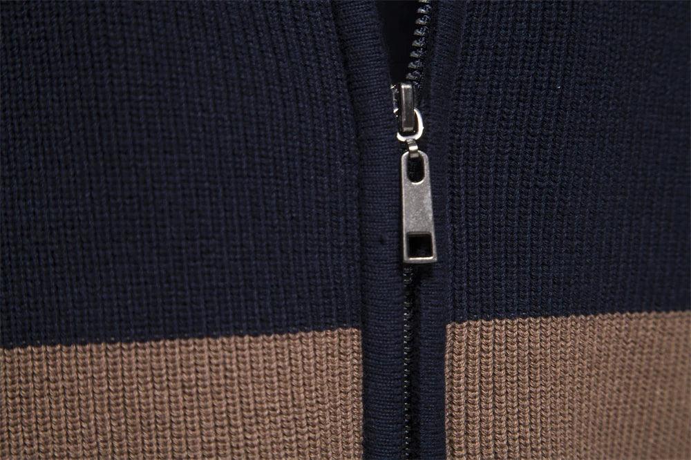 2023 New Autumn Winter Patchwork Sweater for Men - High Quality Zipper Cardigans in Cotton - GONZALES ONLINE SHOP