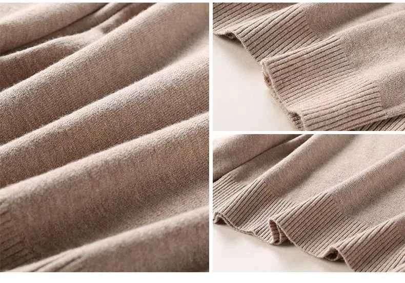 Women Slim O-Neck Solid Pullover Cashmere Wool Blending Sweater Autumn And Winter Long-Sleeved Knit Bottoming Shirt Large Size
