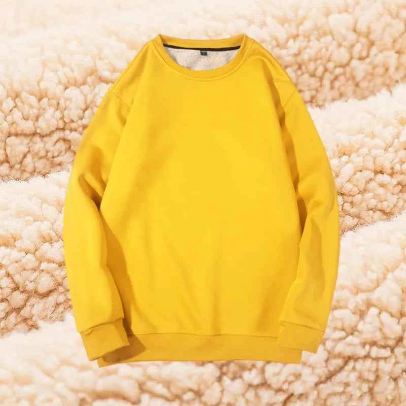 Lamb Velvet Hoodie Men's Thickened Fleece round Neck Casual Versatile Teenage Warm Top Lamb Velvet Jacket Winter Fashion
