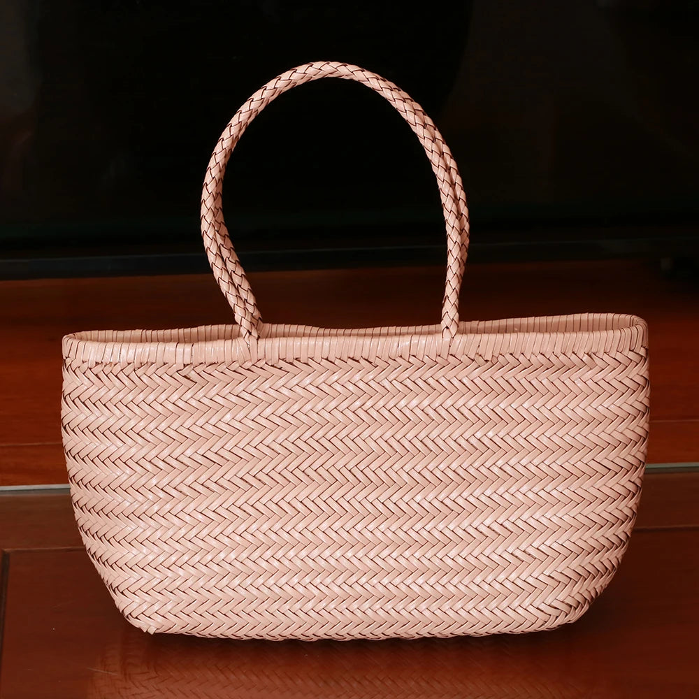 Handbags Women's Genuine Leather Shoulder Bag Weaving Casual Shopping Bag Vintage Big Tote Purse Cowhide Cross Hand Bags Lady GONZALES ONLINE SHOP