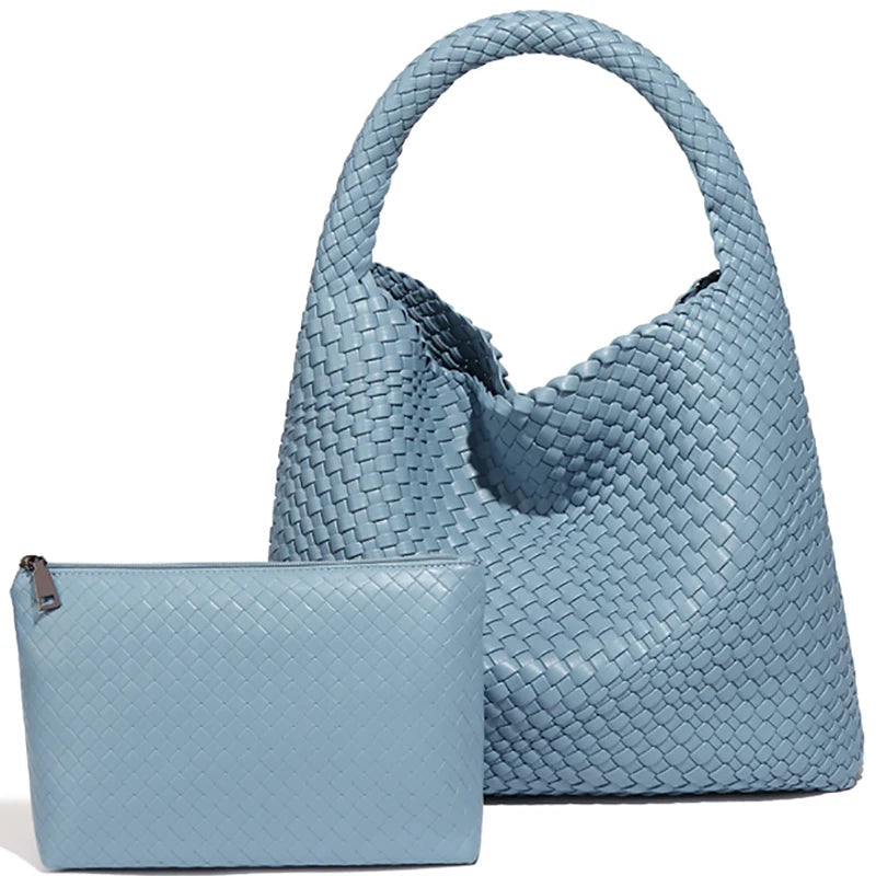 Woven Tote Bag for Women Large Woven Handbag Soft Leather Shoulder Bag Work Shopper Summer Beach Travel Tote Bag with Purse GONZALES ONLINE SHOP