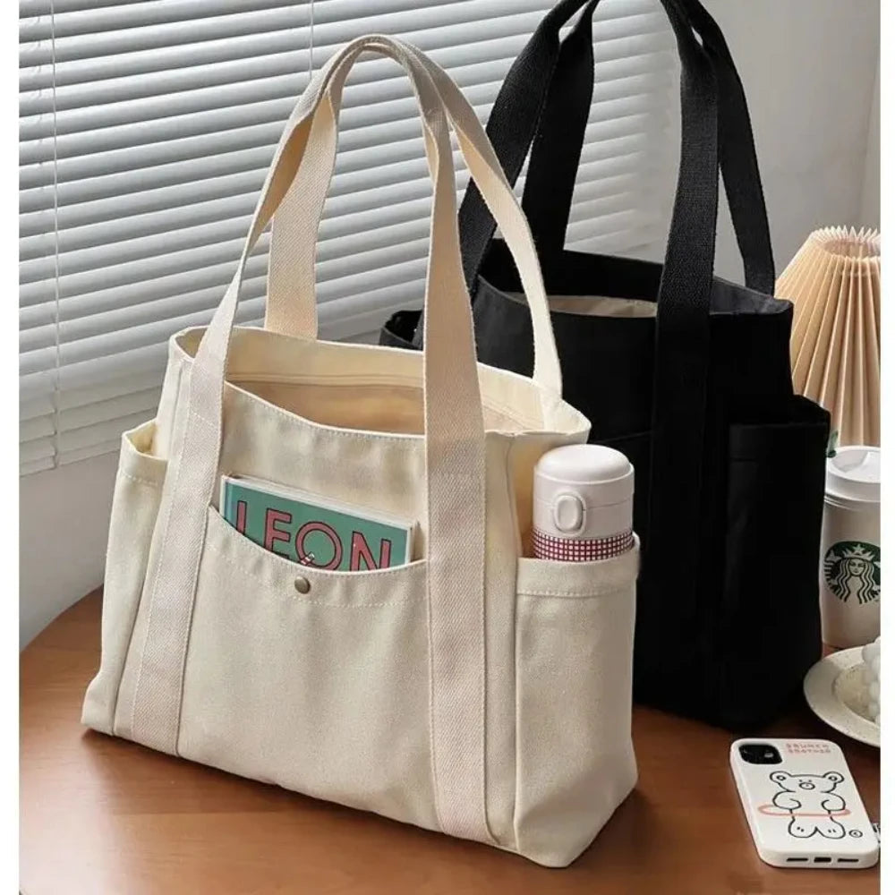 Large Capacity Canvas Tote Bags for Work Commuting Carrying Bag College Style Student Outfit Book Shoulder Bag Shopping Bag GONZALES ONLINE SHOP