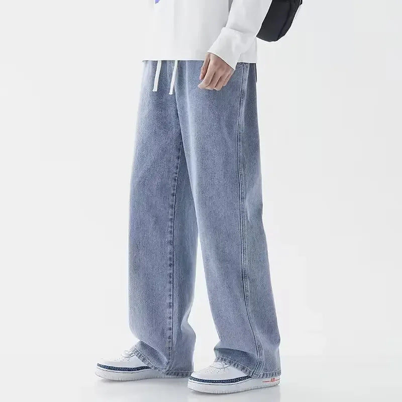 Autumn Jeans Men's Baggy Straight Drawstring Elastic Waist Personality Fashion Vintage Denim Trousers Streetwear 3XL GONZALES ONLINE SHOP