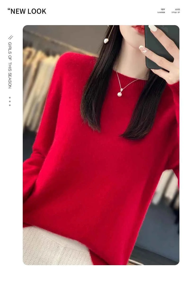 New cashmere sweater women's sweater in autumn and winter 100% merino wool fashion O-neck autumn warm pullover top