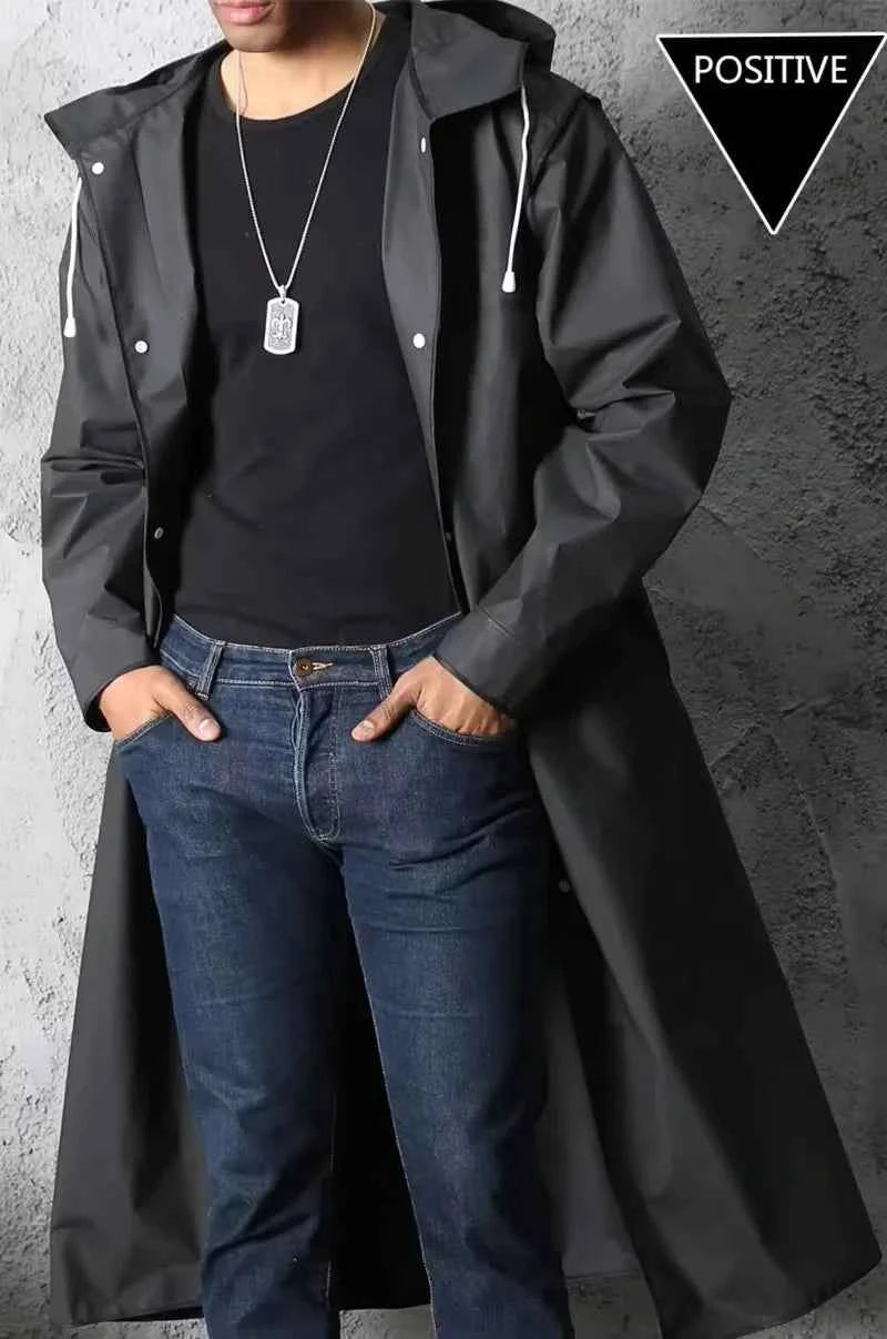 Imperméable Long Unisexe Adulte – Manteau de Pluie Épais à Capuche pour Randonnée & Plein Air