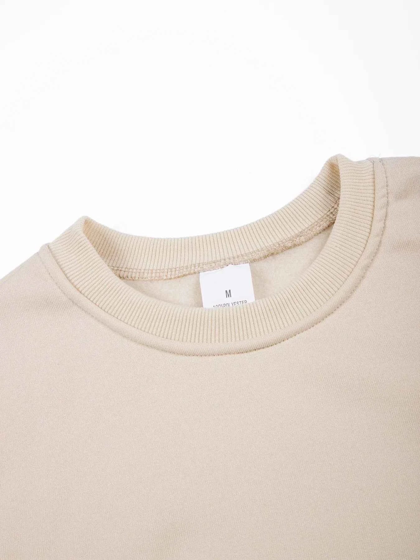 Men's Crew Neck Hoodies Autumn Winter Fleece Warm Casual Loose Pullover Solid Color Round Neck Sport Long Sleeved Sweatshirt